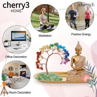 Cherry3 ชุดรูปปั้นพระพุทธรูปคริสตัล สีทอง สําหรับตกแต่งบ้าน ออฟฟิศ