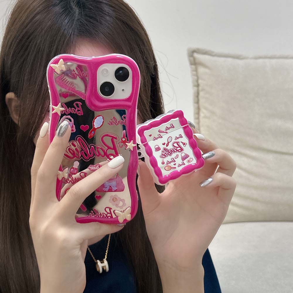 เคสโทรศัพท์มือถือกระจก-กันกระแทก-ลายบาร์บี้น่ารัก-3d-หรูหรา-สําหรับ-iphone-11-14-pro-max-13promax-12promax