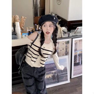 เสื้อแขนยาว ผ้าถัก แบบบาง สไตล์ฝรั่งเศส เหมาะกับฤดูใบไม้ร่วง สําหรับผู้หญิง 20925 ERLK