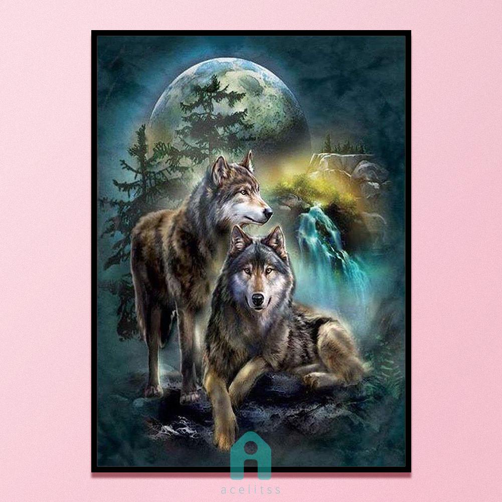 ชุดปักครอสติช-11ct-รูปหมาป่าสองตัว-สําหรับตกแต่งผนัง-acelit-th