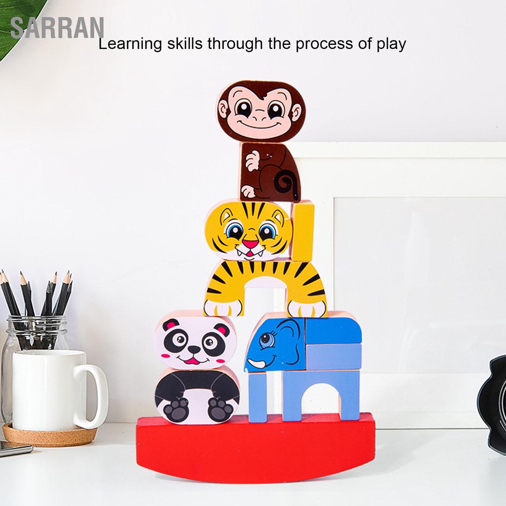 sarran-kids-animal-balance-blocks-ของเล่นไม้ซ้อนปริศนาเกมของเล่นพัฒนาสติปัญญา