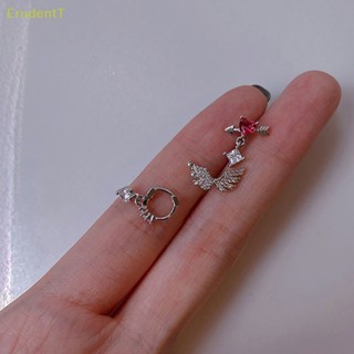 [ErudentT] 1 ชิ้น ปีกหวานน่ารัก สีชมพู หัวใจ เพทาย ต่างหูสตั๊ด สําหรับผู้หญิง เด็กผู้หญิง สเตนเลส กระดูกอ่อน ต่างหู เครื่องประดับ [ใหม่]