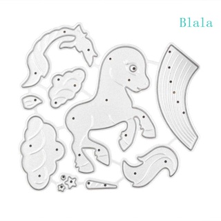 Blala แม่แบบโลหะตัดกระดาษ รูปม้า สีรุ้ง สําหรับตกแต่งสมุดภาพ อัลบั้ม แสตมป์ การ์ด DIY