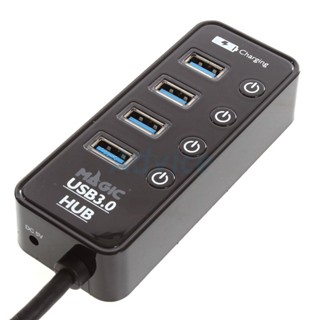 4 Port USB HUB v3.0 + USB Charger 1P MAGIC TECH MT-26 (Black)