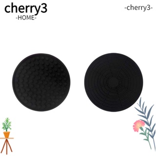 Cherry3 ชุดแผ่นรองแก้ว ซิลิโคน กันลื่น 4.3 นิ้ว สีดํา 7 ชิ้น