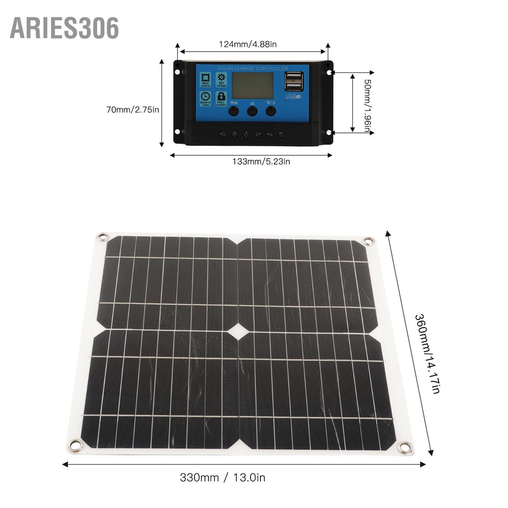 aries306-แผงเซลล์แสงอาทิตย์-monocrystalline-silicon-กันน้ำประสิทธิภาพสูง-สำหรับรถพ่วง-เรือ-รถ-rv-20w-18v