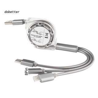 &lt;Dobetter&gt; 3 in 1 สายชาร์จ Type-c Micro-USB 8 Pin 24A เสถียร ชาร์จเร็ว สําหรับโทรศัพท์