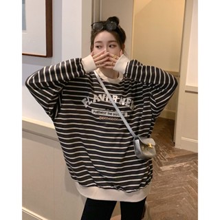 เสื้อกันหนาวลําลอง คอกลม พิมพ์ลายตัวอักษร ทรงหลวม แบบบาง แฟชั่นฤดูใบไม้ร่วง สําหรับสตรี