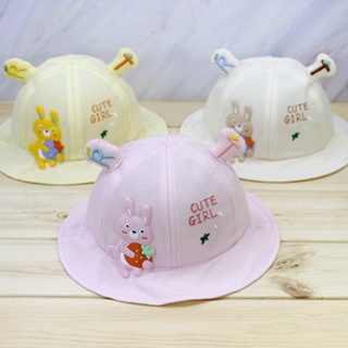 Summer2023 หมวกเด็กหญิงลายน่ารัก หมวกบัตเก็ตตุ๊กตา ลายกระต่ายน่ารักมาก  สำหรับเด็กไม่เกิน 2 ขวบ M16