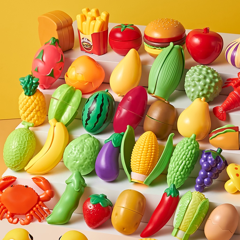 เล่นบ้านของเล่น-ผักและผลไม้-อาหารทะเล-อาหารจำลอง-เครื่องใช้บนโต๊ะอาหารจำลอง-ของเล่นเด็ก-ปริศนา
