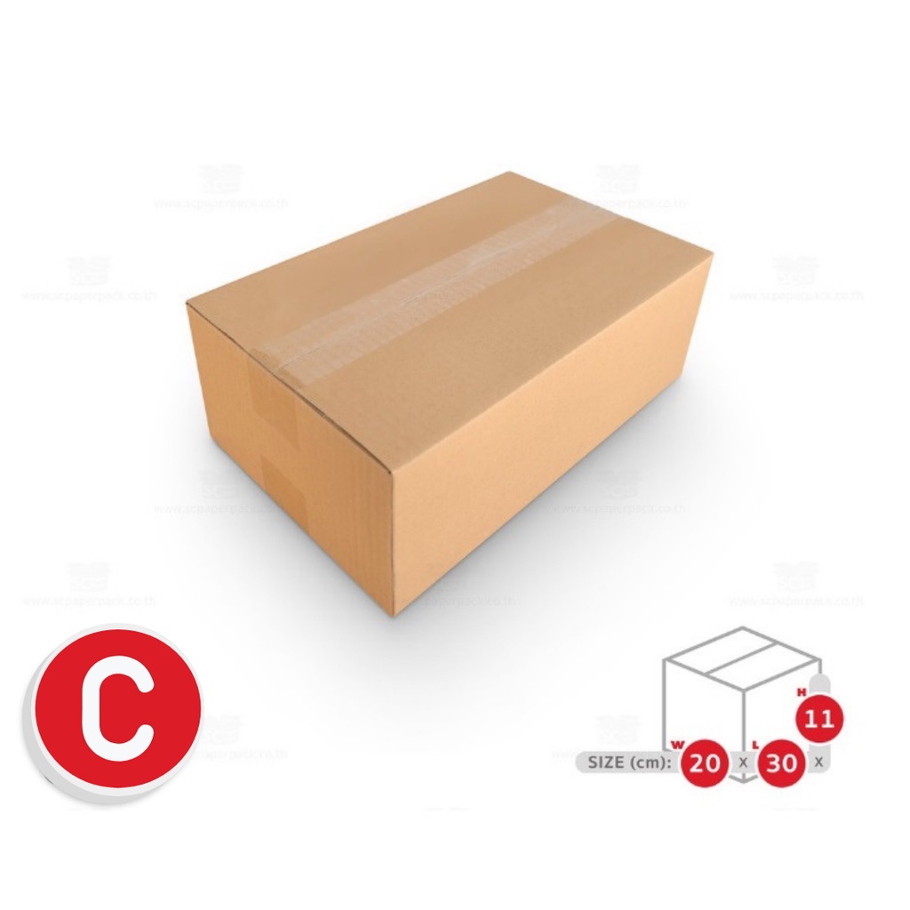 กล่องพัสดุ-กล่องไปรษณีย์-ขนาด-c-ฝาชน-ไม่พิมพ์หน้า-20x30x11cm-แพ็ค-20-พร้อมส่ง