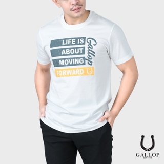 GALLOP : เสื้อยืดผ้าคอตตอนพิมพ์ลาย Graphic Tee รุ่น GT9120 สีขาว /ราคาปกติ 790.-
