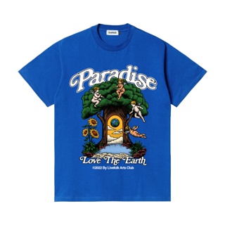 เสื้อยืดผ้าฝ้ายพิมพ์ลายLivefolk - Trees Blue T-Shirt