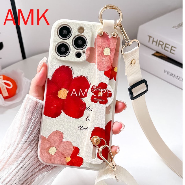 amk-เคสโทรศัพท์มือถือแบบใส-กันกระแทก-ลายดอกไม้-พร้อมสายคล้องมือ-สําหรับ-realme-10-c55-c35-narzo-50a-prime-50i-c33-c31-c30-c21y-c25y-c21-c20-c20a-c11-c2-c15-9-9i-8i-8-7i-7-6-pro-gncwd