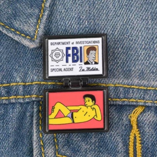 Arin เข็มกลัด FBI Pin ID Card ตลก สําหรับผู้หญิง พลิกปกคลุม ป้ายเคลือบ กระเป๋าเป้สะพายหลัง