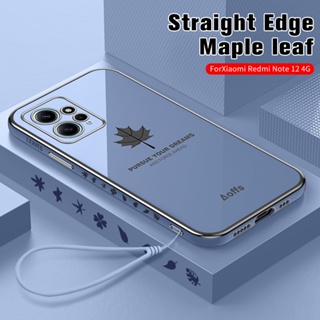 Maple Leaf Plating TPU Soft Cover For Xiaomi Redmi Note 12 Pro+ Pro Plus 5G note12 Turbo 12s 4G Shockproof Cover With Lanyard