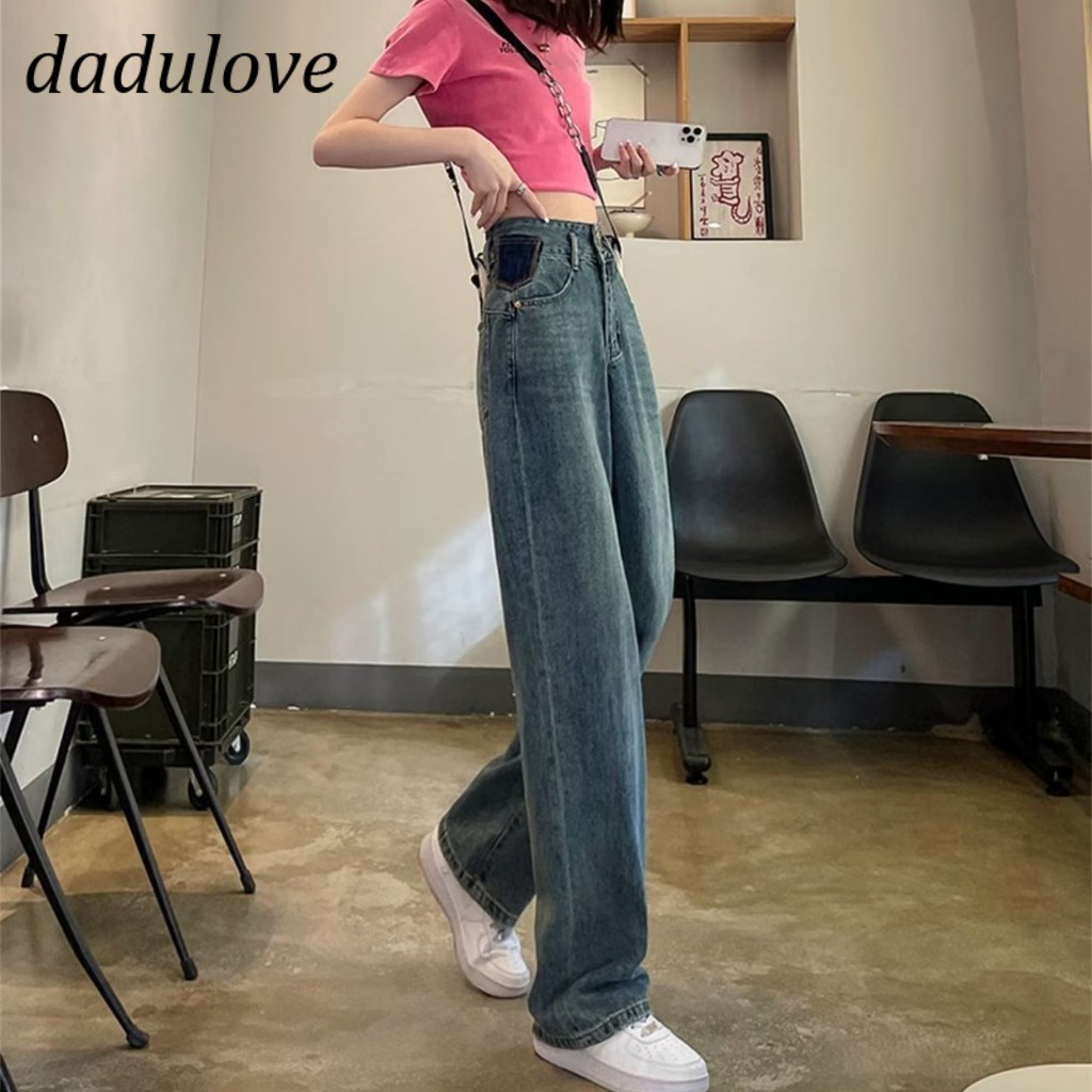 dadulove-new-korean-version-of-ins-retro-washed-jeans-womens-high-waist-slim-straight-pants-large-size-trousers