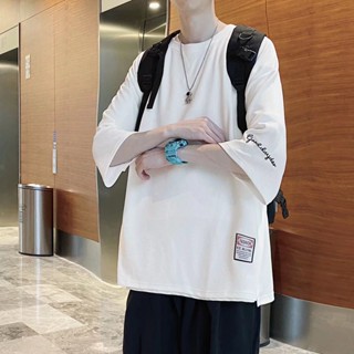 เสื้อยืดแขนสั้น คอกลม ทรงหลวม ขนาดใหญ่ เข้ากับทุกการแต่งกาย แฟชั่นฤดูร้อน สไตล์เกาหลี สําหรับผู้ชาย