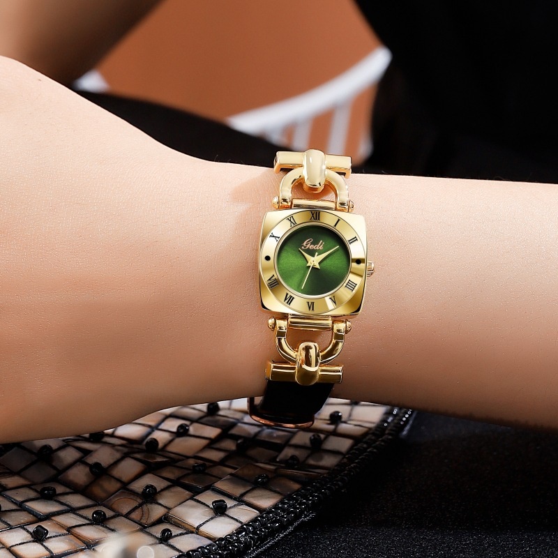 นาฬิกาข้อมือ-หน้าปัดสี่เหลี่ยม-ขนาดเล็ก-สีเขียว-สไตล์โรมัน-ระดับไฮเอนด์-สําหรับผู้หญิง