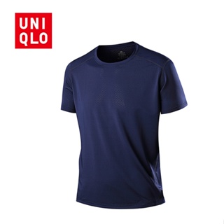 [L-8XL]Uniqlo เสื้อยืดคอกลม แขนสั้น ผ้าเรยอน ระบายอากาศ แห้งเร็ว สําหรับผู้ชาย ใส่ออกกําลังกาย เล่นกีฬา ฟิตเนส กลางแจ้ง 8XL