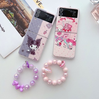 เคสโทรศัพท์มือถือ PC ป้องกัน ลายการ์ตูนอนิเมะน่ารัก พร้อมสายโซ่ สําหรับ Samsung Galaxy Z Flip 4 Z Flip 3 Z Flip4 Z Flip3