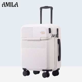 AMILA กระเป๋าเดินทางล้อลากพกพาขนาดเล็ก 20 นิ้ว กระเป๋าถือขึ้นเครื่อง เปิดด้านหน้า การออกแบบซิป 24 นิ้ว กันน้ำและทนต่อการสึกหรอ