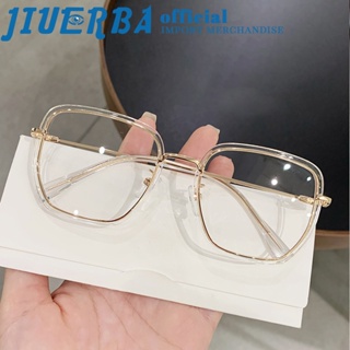 JIUERBA แว่นตาสายตาสั้น UV400 กรอบโลหะ ทรงสี่เหลี่ยม ป้องกันแสงสีฟ้า สไตล์เกาหลี เรโทร แฟชั่นสําหรับผู้ชาย และผู้หญิง
