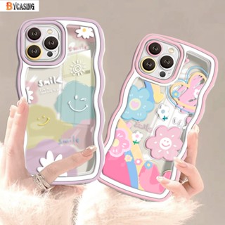 เคสโทรศัพท์มือถือ Tpu นิ่ม ขอบหยัก ลายดอกไม้หน้ายิ้มน่ารัก สีรุ้ง สําหรับ Realme C53 C55 C33 C35 C31 C30 C30s Realme 10 9i 8i 6i 5 7i C15 C25 C21Y C25Y C12 C11 C20 C3 C2 C1 Narzo 50