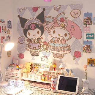 สติกเกอร์วอลเปเปอร์ ลายการ์ตูน Sanrio Hello Kitty Kuromi Cinnamoroll My Melody สําหรับติดตกแต่งผนังห้อง หอพัก