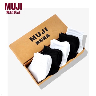 Muji Muji ถุงเท้าข้อยาว ผ้าฝ้ายแท้ กันกลิ่น สําหรับผู้ชาย และผู้หญิง