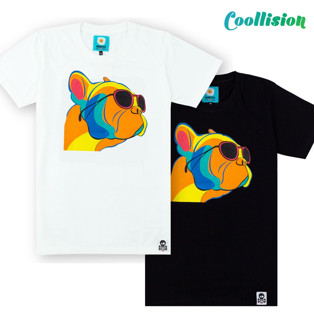 coollision-เสื้อยืดสกรีนลาย-น้องหมาแว่นดำ-เสื้อสกรีนลายหมาเฟรนช์บูลดอก-unisex