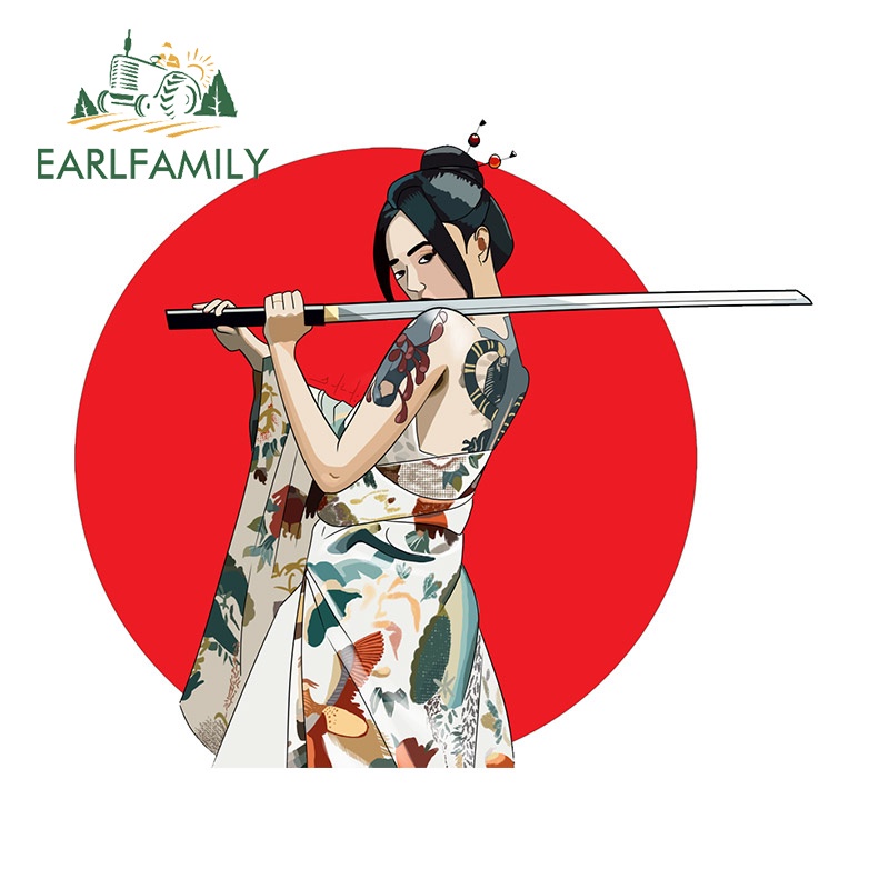 earlfamily-สติกเกอร์ไวนิล-ลายซามูไร-geisha-กันน้ํา-กันแดด-ขนาด-13-ซม-x11-4-ซม-สําหรับตกแต่งรถยนต์-รถตู้-atv