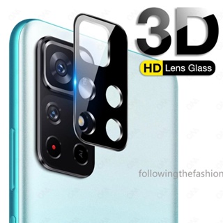 3 in 1 ฟิล์มกระจกนิรภัยกันรอยเลนส์กล้อง 3D สีดํา สําหรับ Redmi Note 11 4G 11S 5G Note11 Pro Note10 10S 10