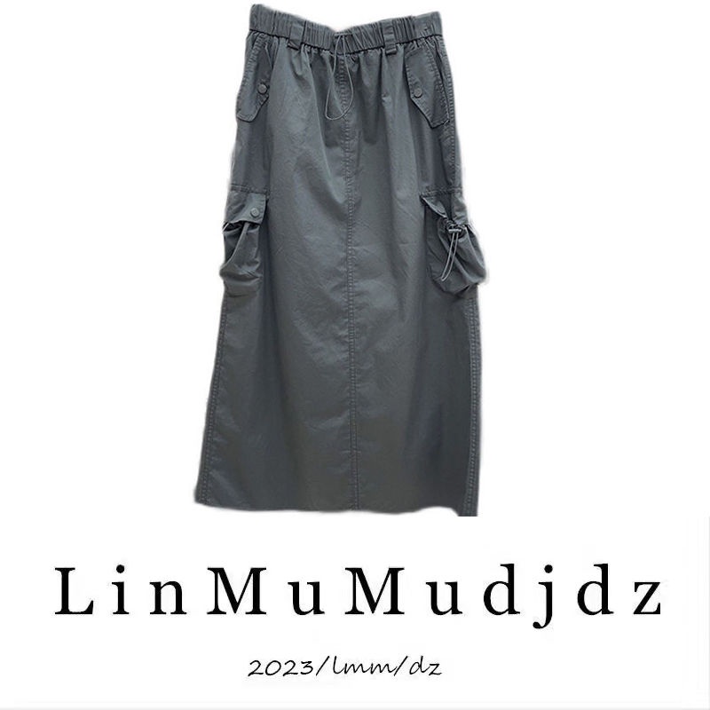 2023-summer-dress-new-style-cool-bf-style-high-waist-shows-thin-solid-color-work-dress-half-skirt-leisure-medium-length-skirt-woman