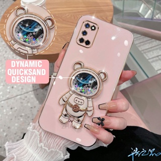 เคส Oppo A92 A52 เคสโทรศัพท์มือถือ ลายนักบินอวกาศ 3D มีทรายไหล หรูหรา สําหรับ