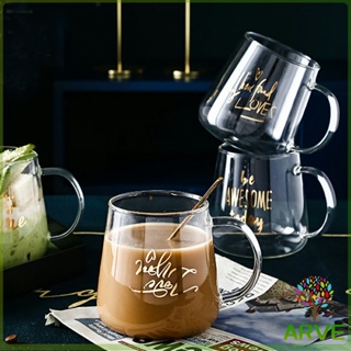 แก้วกาแฟ ถ้วยชาร้อน มีอักษรน่ารัก และมาพร้อมช้อนชงกาแฟสุดหรู Bronzing glass