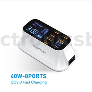 อะแดปเตอร์ชาร์จ 40W 75W 8 พอร์ต USB-A*6 QC3.0 Type-C ปลั๊ก EU US ปลั๊ก UK