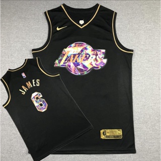 เสื้อกีฬาแขนสั้น ลายทีม NBA Los Angeles Lakers Jersey No. เพชรสีทอง 6 ชิ้น 785633