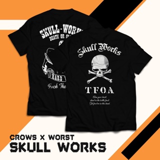  เสื้อยืด เสื้อยืดโอเวอร์ไซส์【ใหม่】Tfoa Cotton Combed 24s Skull Works Crows X Worst T-Shirtรองรับการปรับแต่งsize: S-5XL