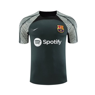 เสื้อกีฬาแขนสั้น คอกลม ลายทีมฟุตบอล Barcelona 24 Barcelona สีเขียวเข้ม พลัสไซซ์ สําหรับผู้ชาย S-XXL