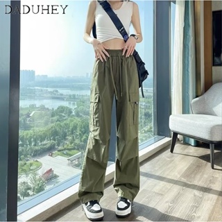 DaDuHey🎈 Women American Style Retro New High Street High Waist Wide Leg Loose Multi-Pocket Fashion Plus Size Casual Cargo Pants