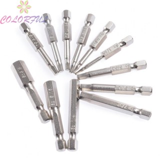 【COLORFUL】Screwdriver Bit Hex Head Magnetic Metal 1/8 SAE 12pcs Set 3/16 Silver 3/8