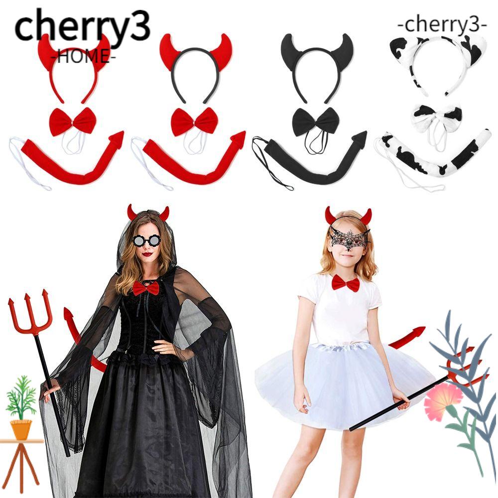 cherry3-ชุดเครื่องแต่งกายคอสเพลย์ปีศาจปีศาจ-หางปีศาจ-โบว์-สีแดง-สําหรับตกแต่งปาร์ตี้ฮาโลวีน