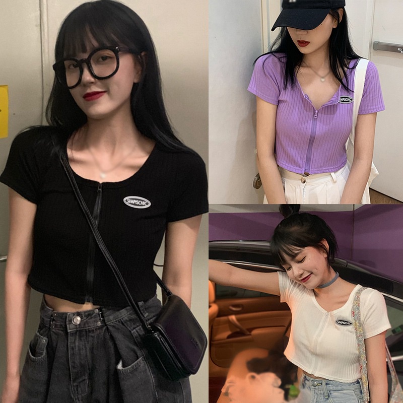 เสื้อครอปท็อปลําลอง-ผ้าถัก-คอสี่เหลี่ยม-แฟชั่นฤดูร้อน-สําหรับผู้หญิง