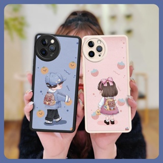 couple Cartoon Phone Case For iphone12 Pro Dirt-resistant cute soft shell simple Phone lens protection creative leather
