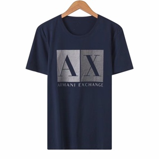 Armani Ax เสื้อยืดแขนสั้นลําลอง พิมพ์ลายตัวอักษร ขนาดใหญ่ สําหรับผู้ชาย