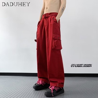 DaDuHey🔥 Mens 2023 New Hong Kong Style Fashion Loose Casual Pants Trendy All-Matching Multi-Pocket Cargo Pants