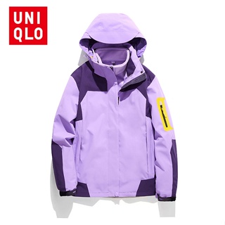Uniqlo [M-4XL] 3-in-1 เสื้อแจ็กเก็ต กันน้ํา กันลม ระบายอากาศ ให้ความอบอุ่น สองชิ้น สําหรับผู้หญิง