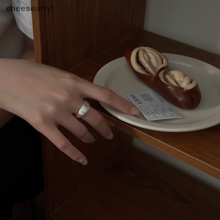 Chee แหวนนิ้วมือ รูปไข่ ขนาดใหญ่ ปรับได้ สีเงิน เครื่องประดับ สไตล์วินเทจ เรียบง่าย ของขวัญวันเกิด สําหรับผู้หญิง