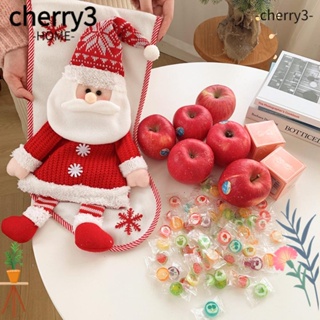 Cherry3 ถุงน่องแขวนตกแต่งต้นคริสต์มาส แฟชั่น สําหรับตกแต่งบ้าน